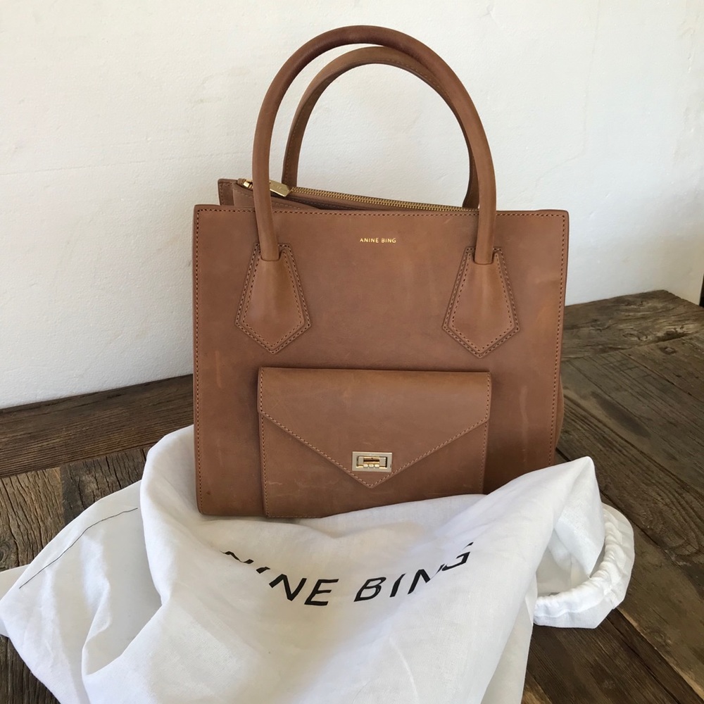 Anine Bing Madison Tote Bag in Brown Leather